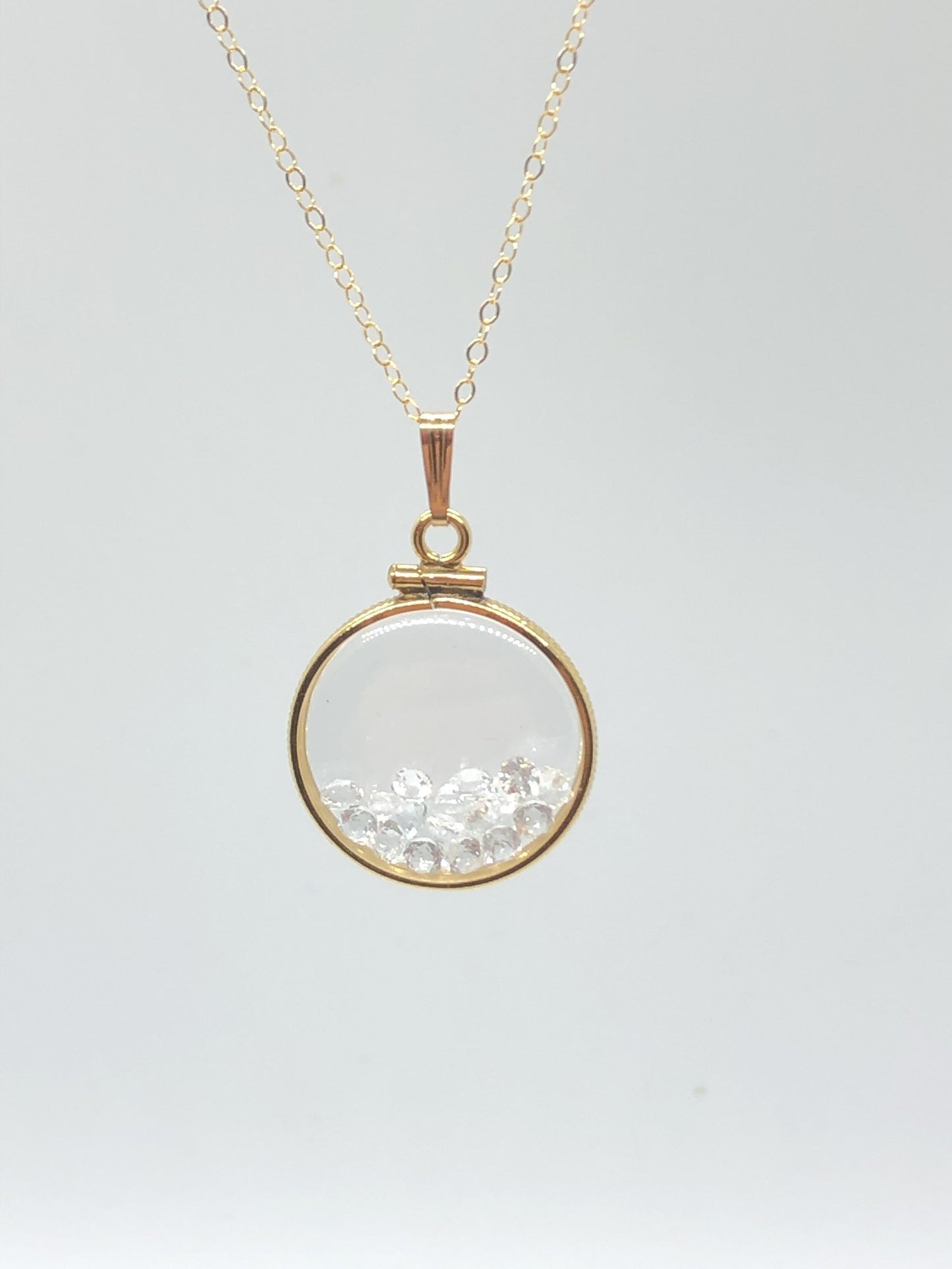 Vintage White Topaz Shaker Locket 12k gold filled w/beautiful April Birthstone, New Old Stock, You can custom create one for Mother’s day