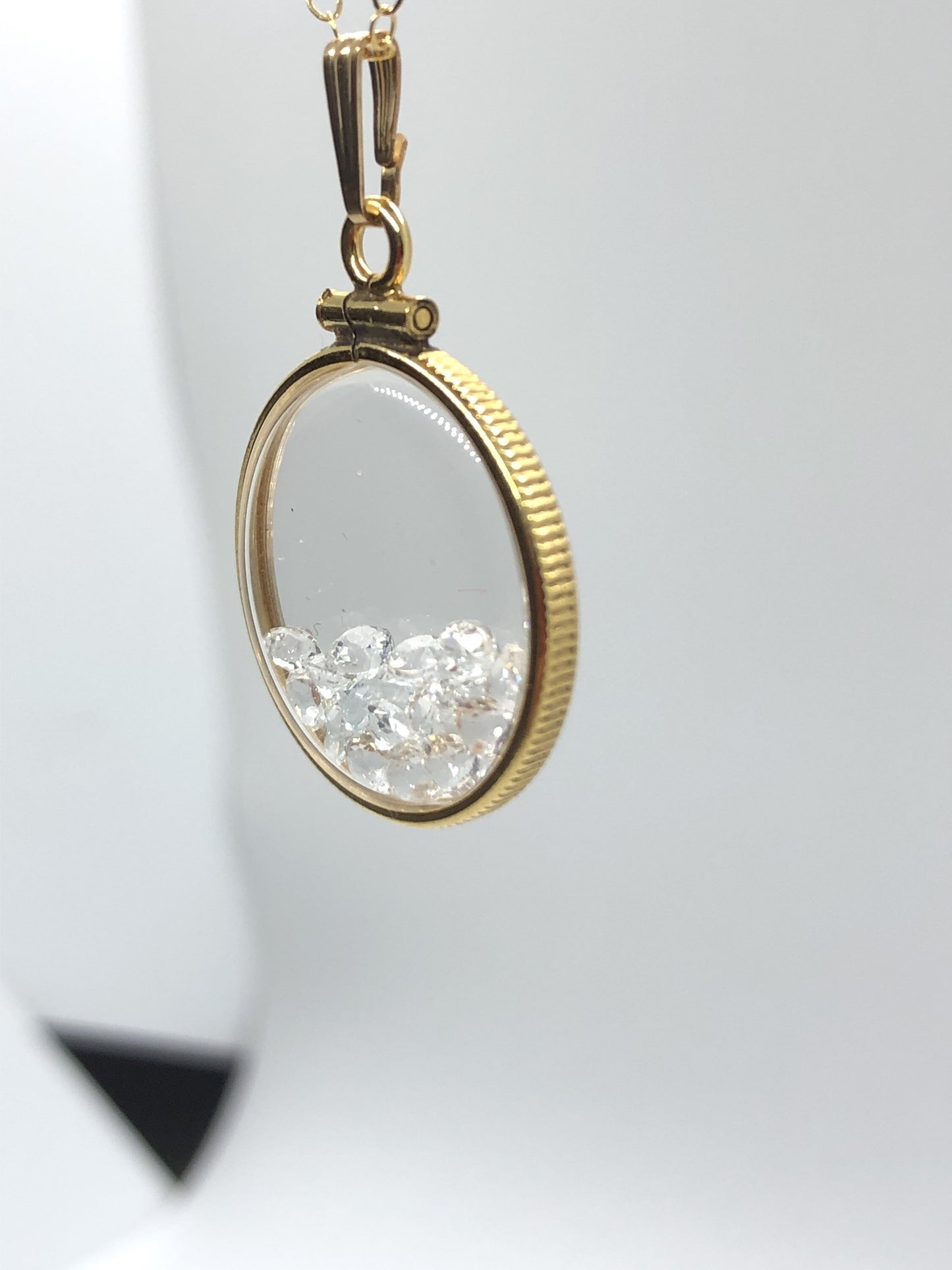Vintage White Topaz Shaker Locket 12k gold filled w/beautiful April Birthstone, New Old Stock, You can custom create one for Mother’s day