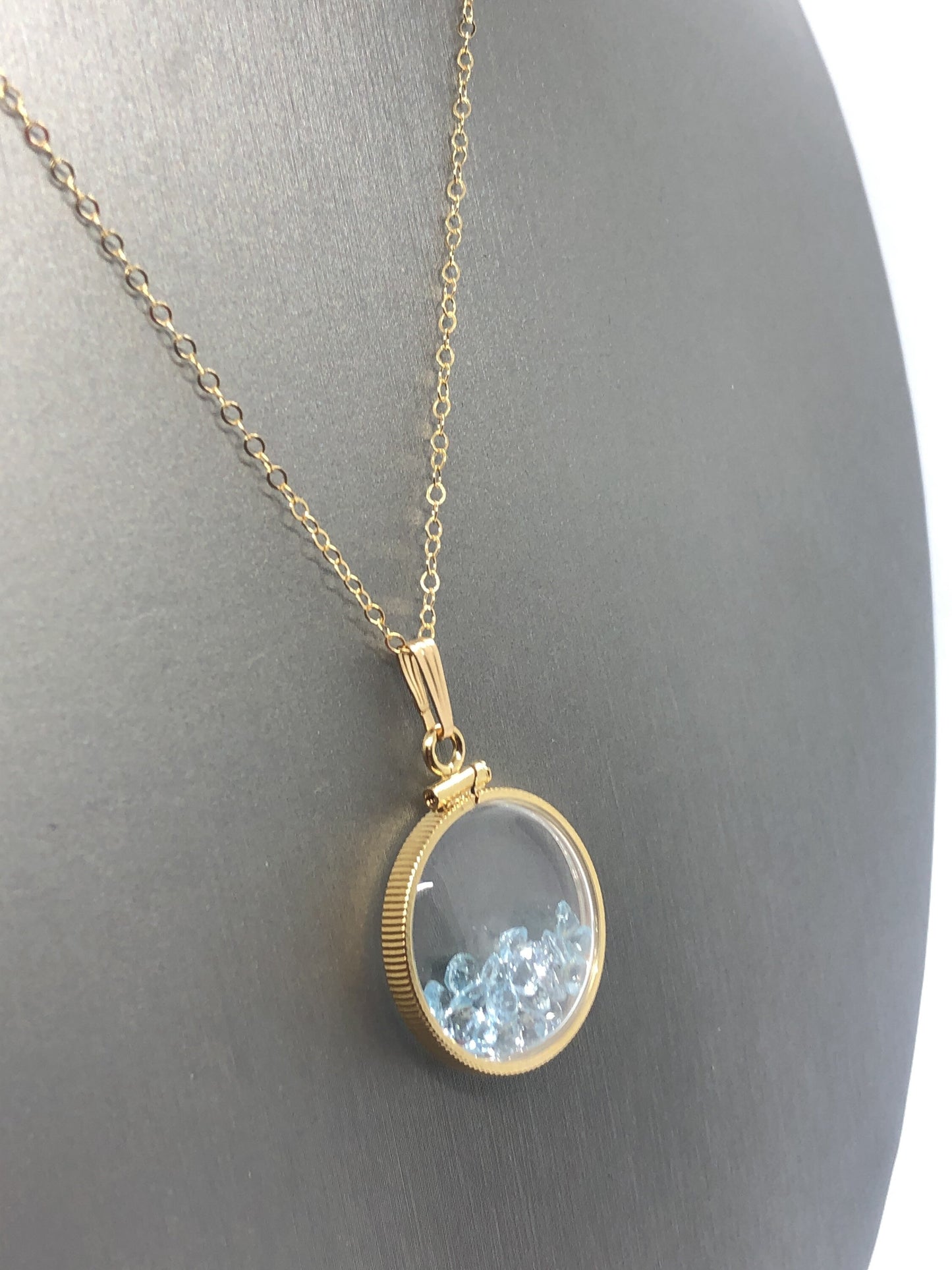 Handmade Topaz  Shaker Locket 14k gold filled or Silver with beautiful November Birthstone, 2.0 TCW