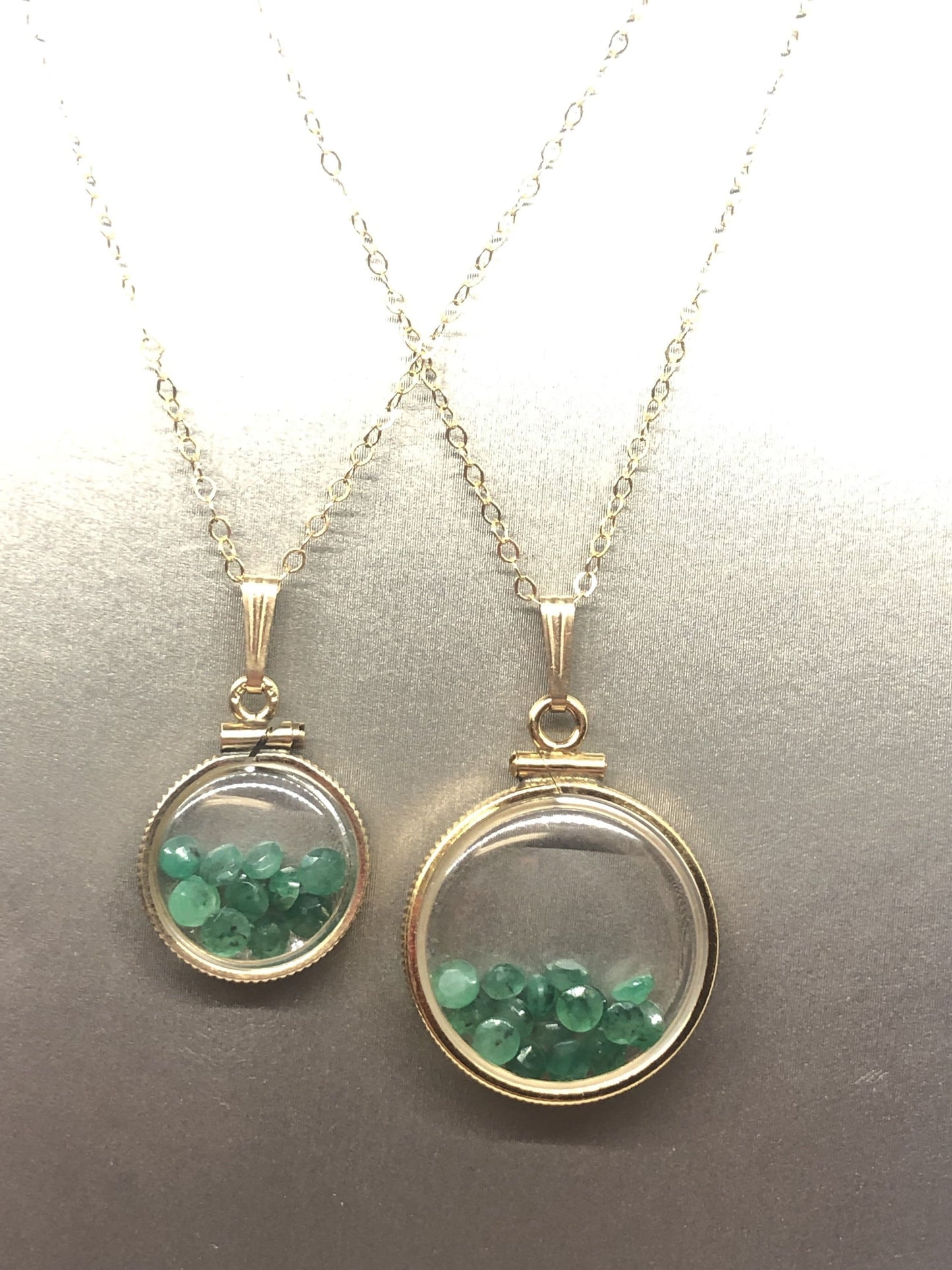 Vintage Emerald shaker Locket 14k gold filled, 50 year old New Stock,  20mm or 15 mm Customize one for your Mother's Day