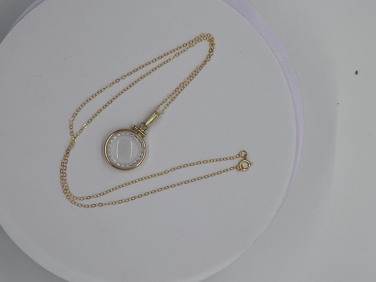 Solid 14k gold REVERSIBLE 16mm Empty Diamond Edge  Handmade shaker Locket w/free  SCREW DRIVER with chain, add your treasure. Custom create