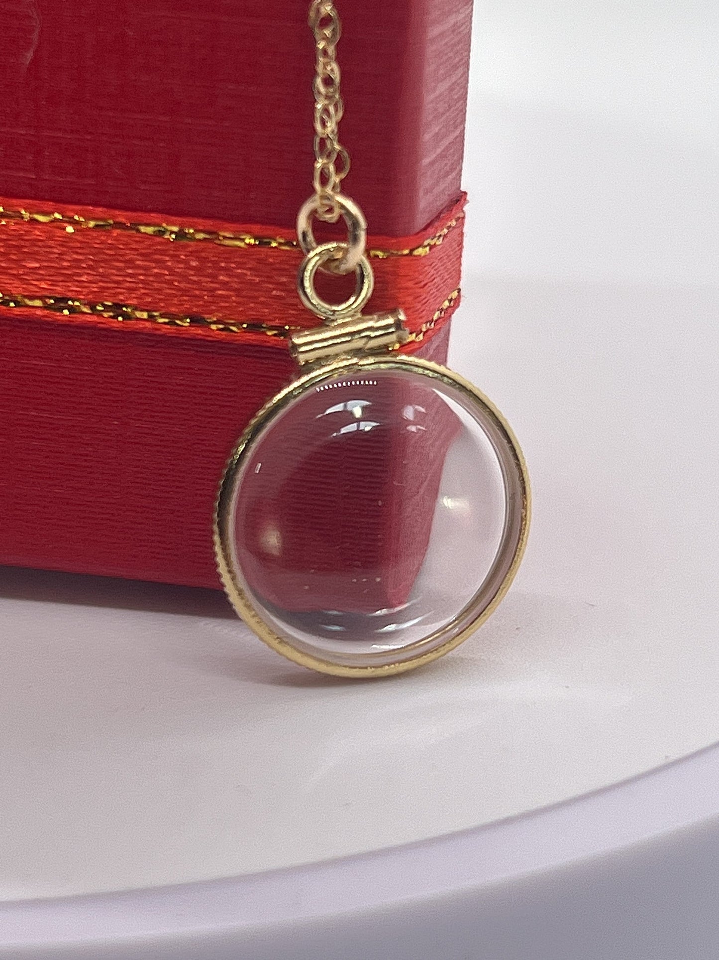 Solid 14k gold Empty 16.5mm  Handmade shaker Locket w/ FREE  small  SCREW DRIVER waiting for your little treasures, with chain