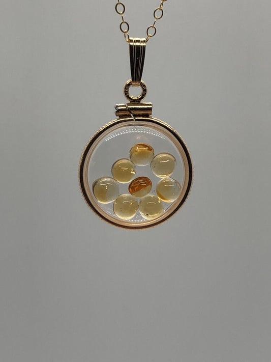 Handmade Dime Size Citrine Shaker Locket 14k gold filled with beautiful November Birthstone. You can custom create a locket, just ask!