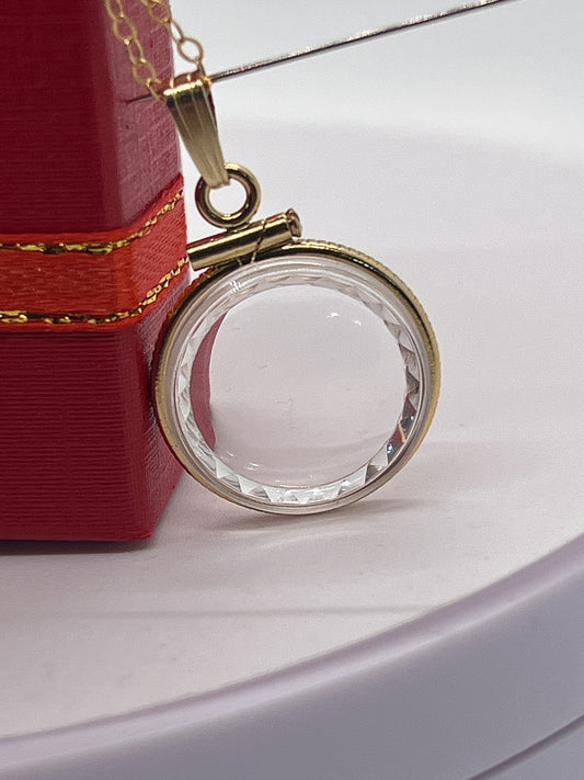Empty Customizable Dime Sized Diamond edge Handmade 14k Gold Filled Shaker Locket Necklace w/ Free Screwdriver Waiting For small treasure.