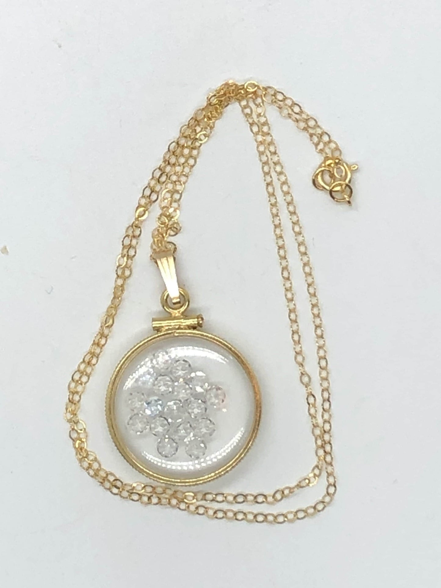 Handmade White Topaz Shaker Locket 14k gold filled w/beautiful April Birthstone,You can custom create one for Mother’s day