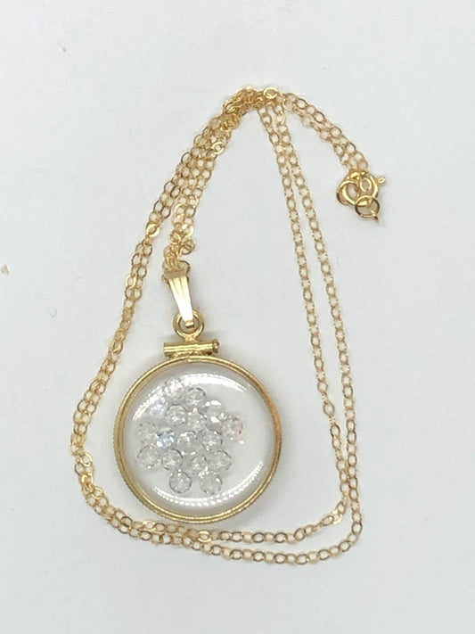 Handmade White Topaz Shaker Locket 14k gold filled w/beautiful April Birthstone,You can custom create one for Mother’s day