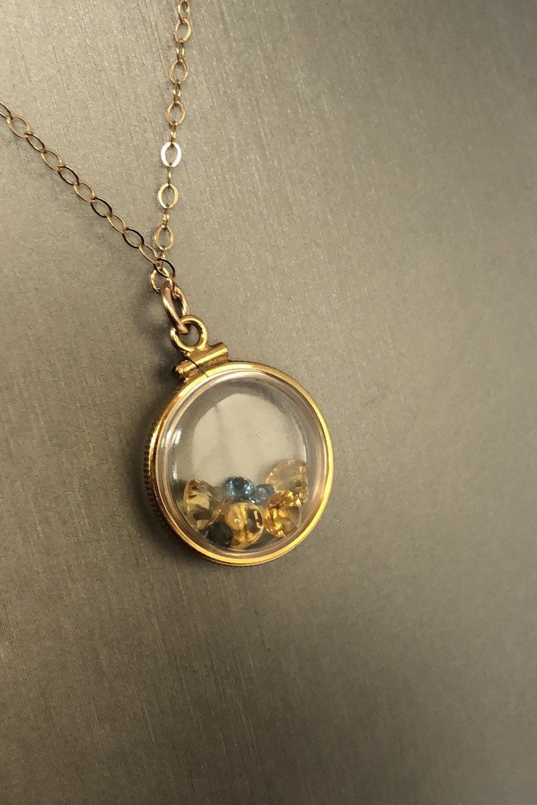Vintage citrine & topaz Shaker locket, 12k gold filled w/ beautiful mix of November Birthstones NEW old stock, Make 1 for your MOM, ask