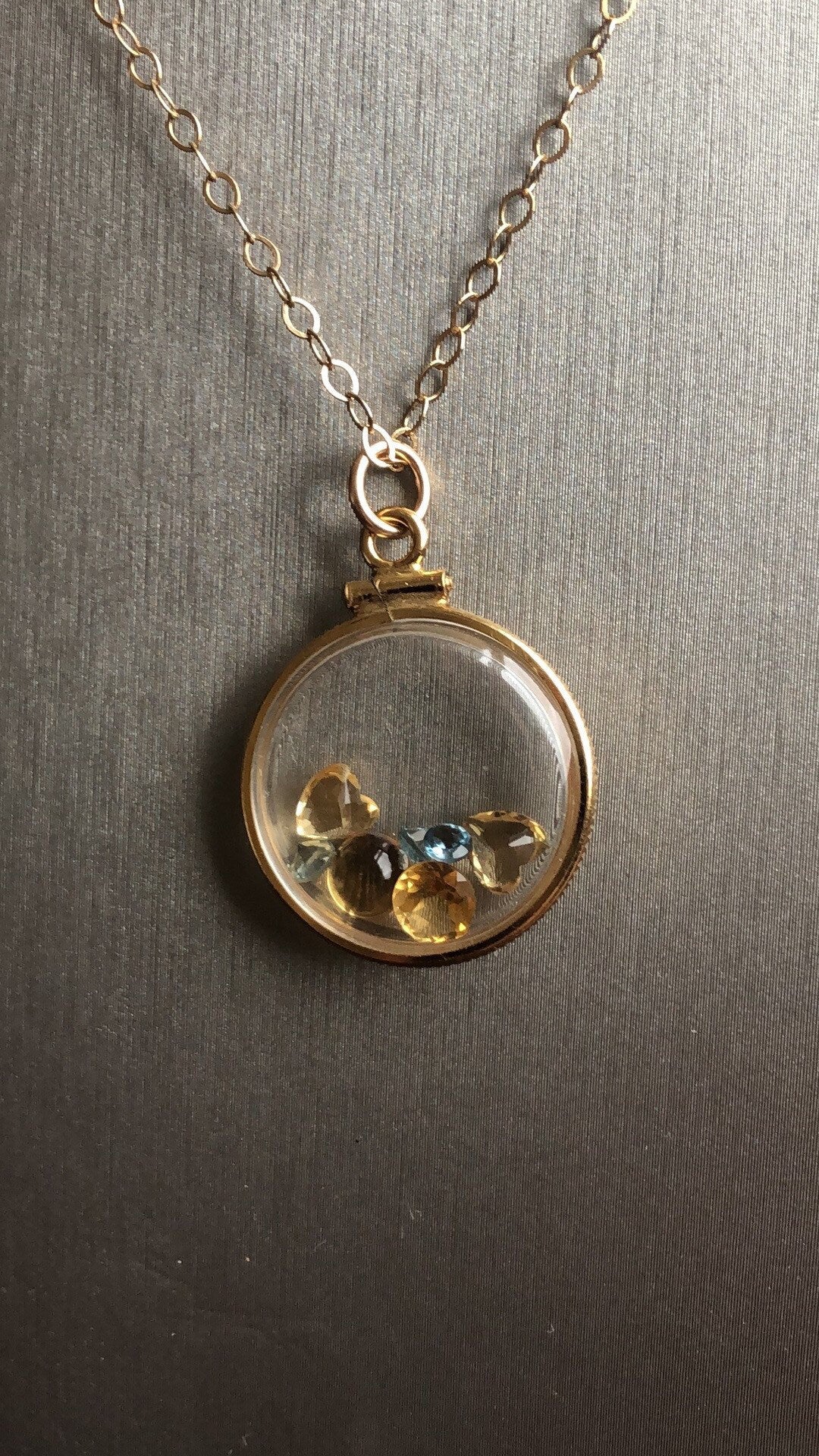 Vintage citrine & topaz Shaker locket, 12k gold filled w/ beautiful mix of November Birthstones NEW old stock, Make 1 for your MOM, ask