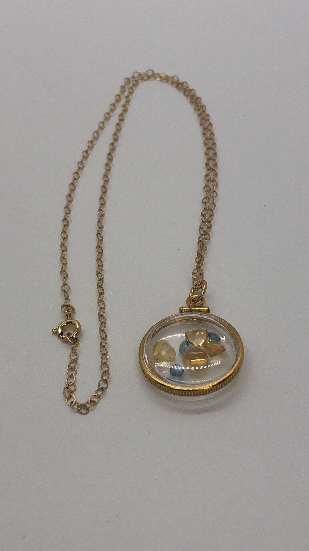 Vintage citrine & topaz Shaker locket, 12k gold filled w/ beautiful mix of November Birthstones NEW old stock, Make 1 for your MOM, ask