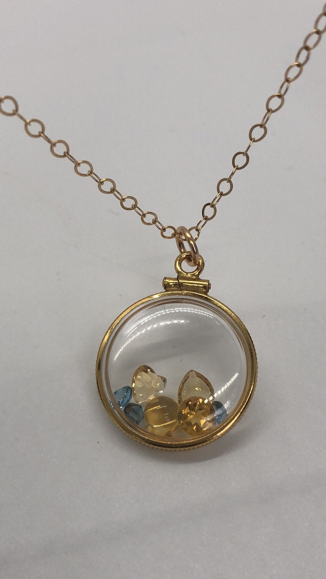 Vintage citrine & topaz Shaker locket, 12k gold filled w/ beautiful mix of November Birthstones NEW old stock, Make 1 for your MOM, ask