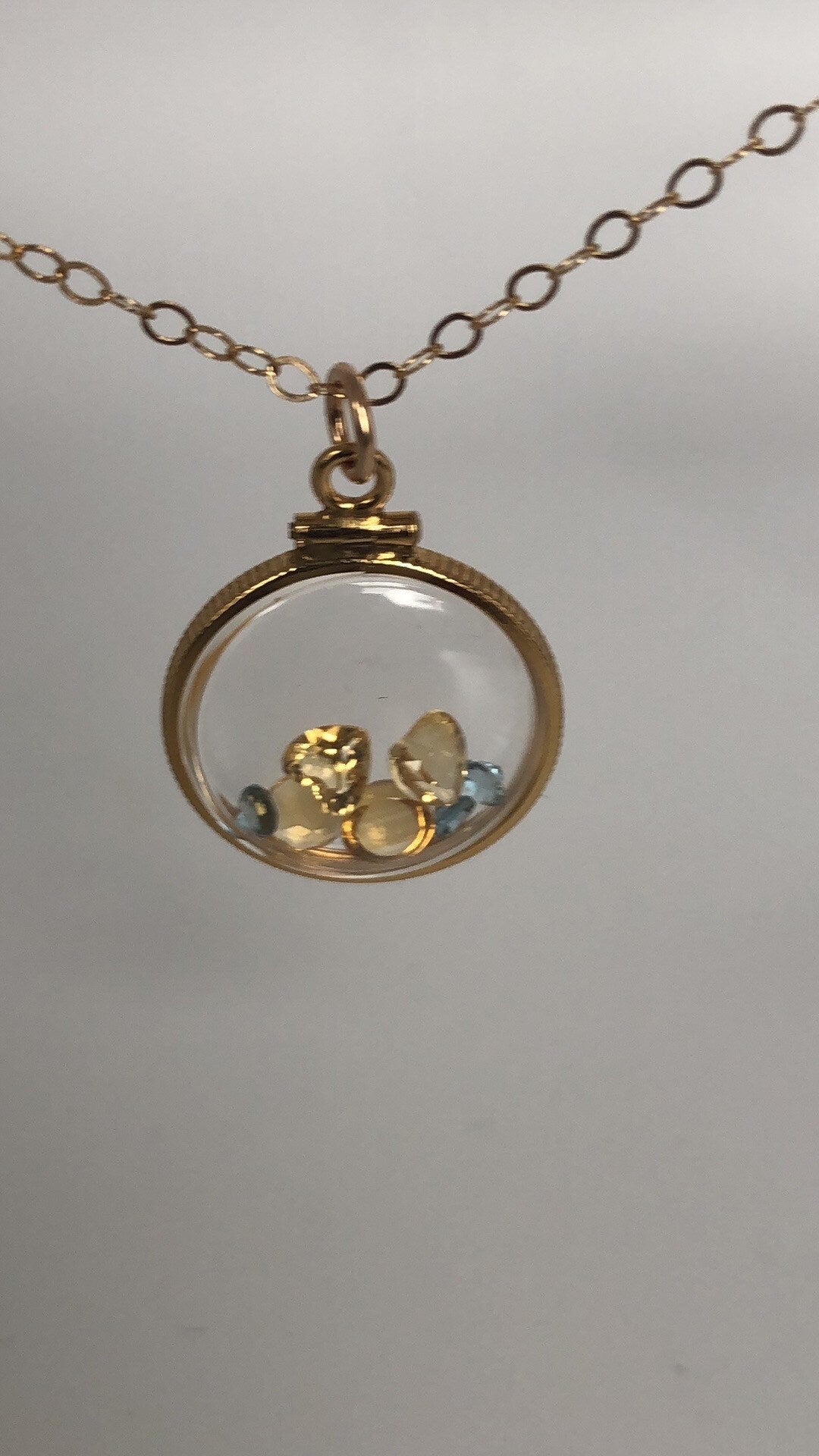 Vintage citrine & topaz Shaker locket, 12k gold filled w/ beautiful mix of November Birthstones NEW old stock, Make 1 for your MOM, ask