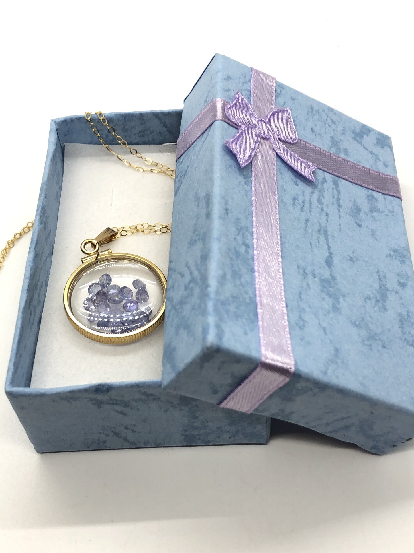 Handmade Tanzanite Shaker Locket 14k GF or Silver  with beautiful December Birthstone, you can custom create a locket for Mother’s day