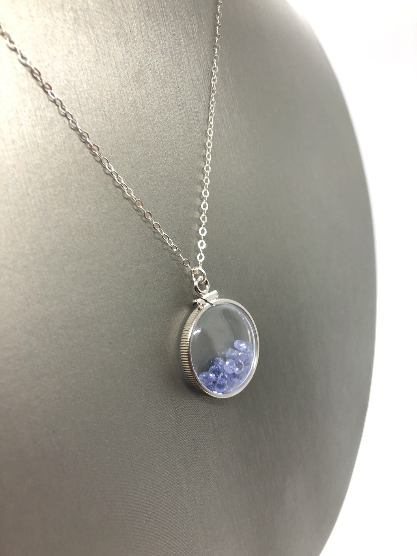 Handmade Tanzanite Shaker Locket 14k GF or Silver  with beautiful December Birthstone, you can custom create a locket for Mother’s day