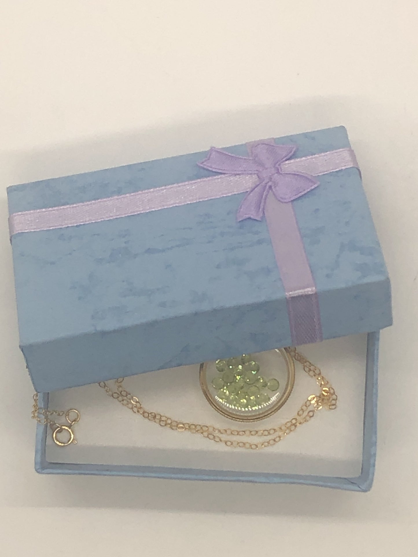 Vintage Peridot shaker Locket 12k gold filled, 50 year old New old Stock,  20mm or 15 mm August Birthstone, free locket screwdriver