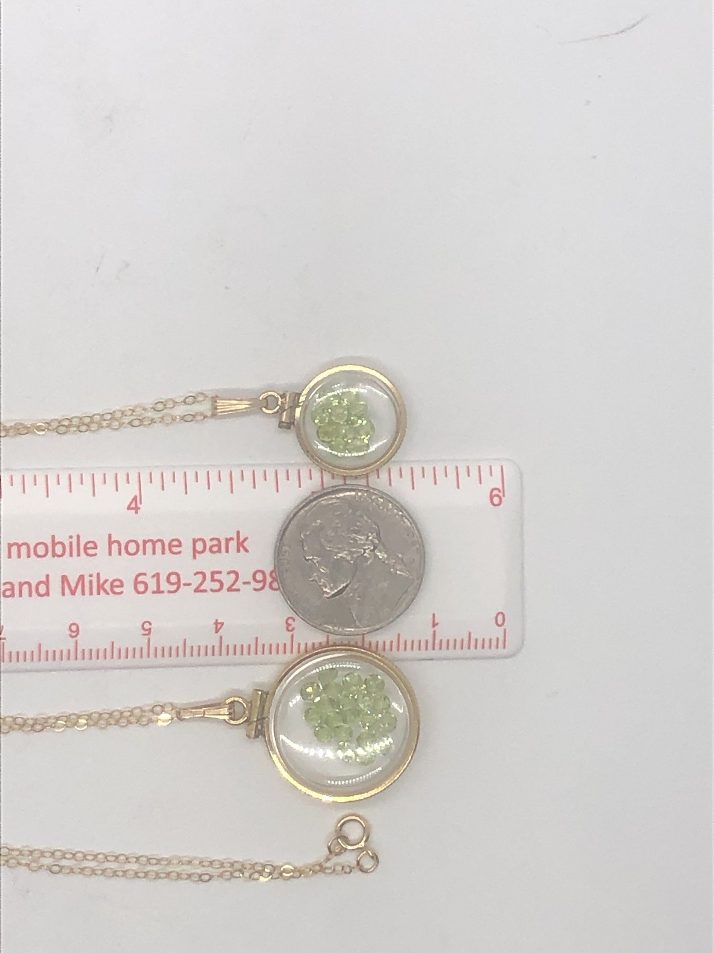 Vintage Peridot shaker Locket 12k gold filled, 50 year old New old Stock,  20mm or 15 mm August Birthstone, free locket screwdriver