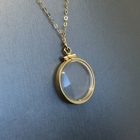 Empty Customizable  20mm Handmade 14k Gold Filled Shaker Locket Necklace w/ Free Screwdriver Waiting For Your Little Treasures, Gemstones