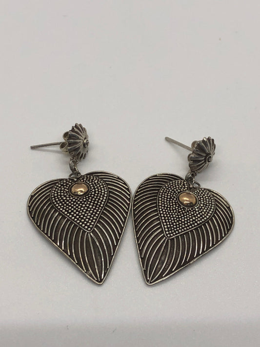 Vintage Handmade Sterling Silver and Gold Wash  Earrings Indonesia, Vintage old stock, Beautiful