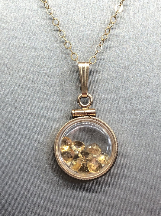 Diminutive handmade 12.5mm Citrine Shaker Locket 14k gold or Sterling silver  filled with beautiful November Birthstone 0.9 TCW