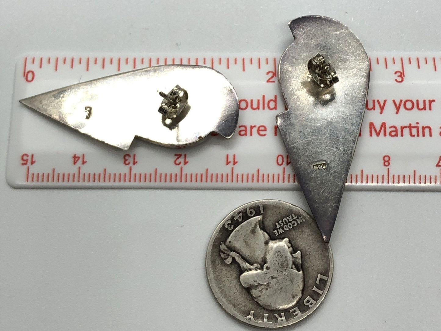 Handmade Sterling and Onyx post back Indonesia, Vintage new old stock, Beautiful tear drop shape