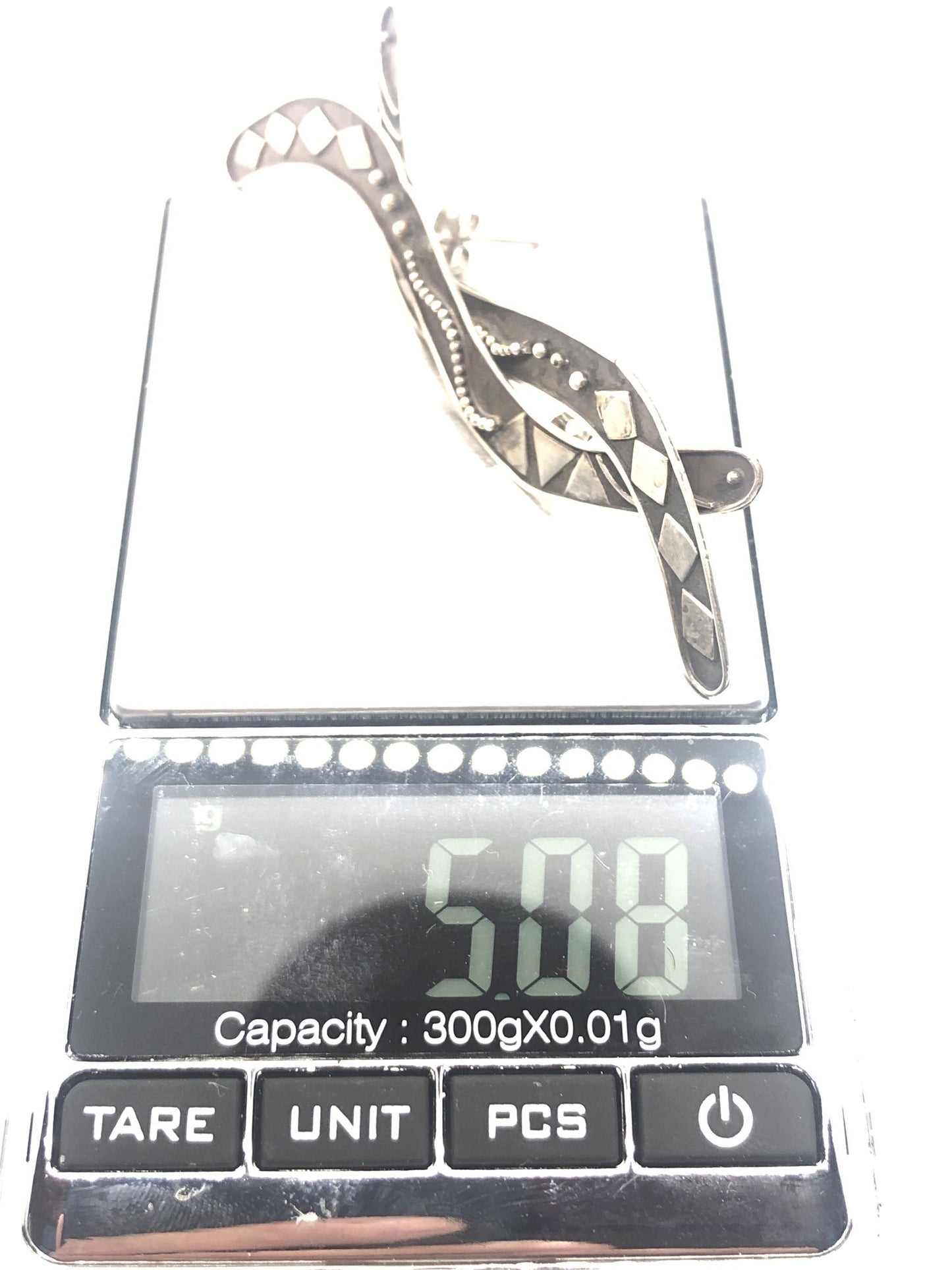 Large Sterling Silver boomerang shape earrings new vintage old stock, Indonesia Post back