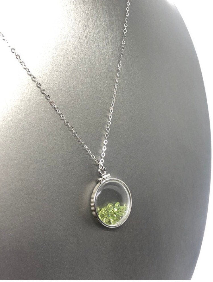 Handmade Peridot and Topaz Shaker Locket 14k gold filled or Silver with beautiful August Birthstone, 3.85 TCW
