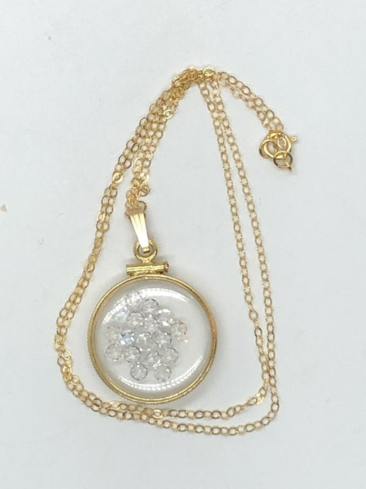 Handmade White Topaz Shaker Locket 14k gold filled w/beautiful April Birthstone, 2.7 TCW