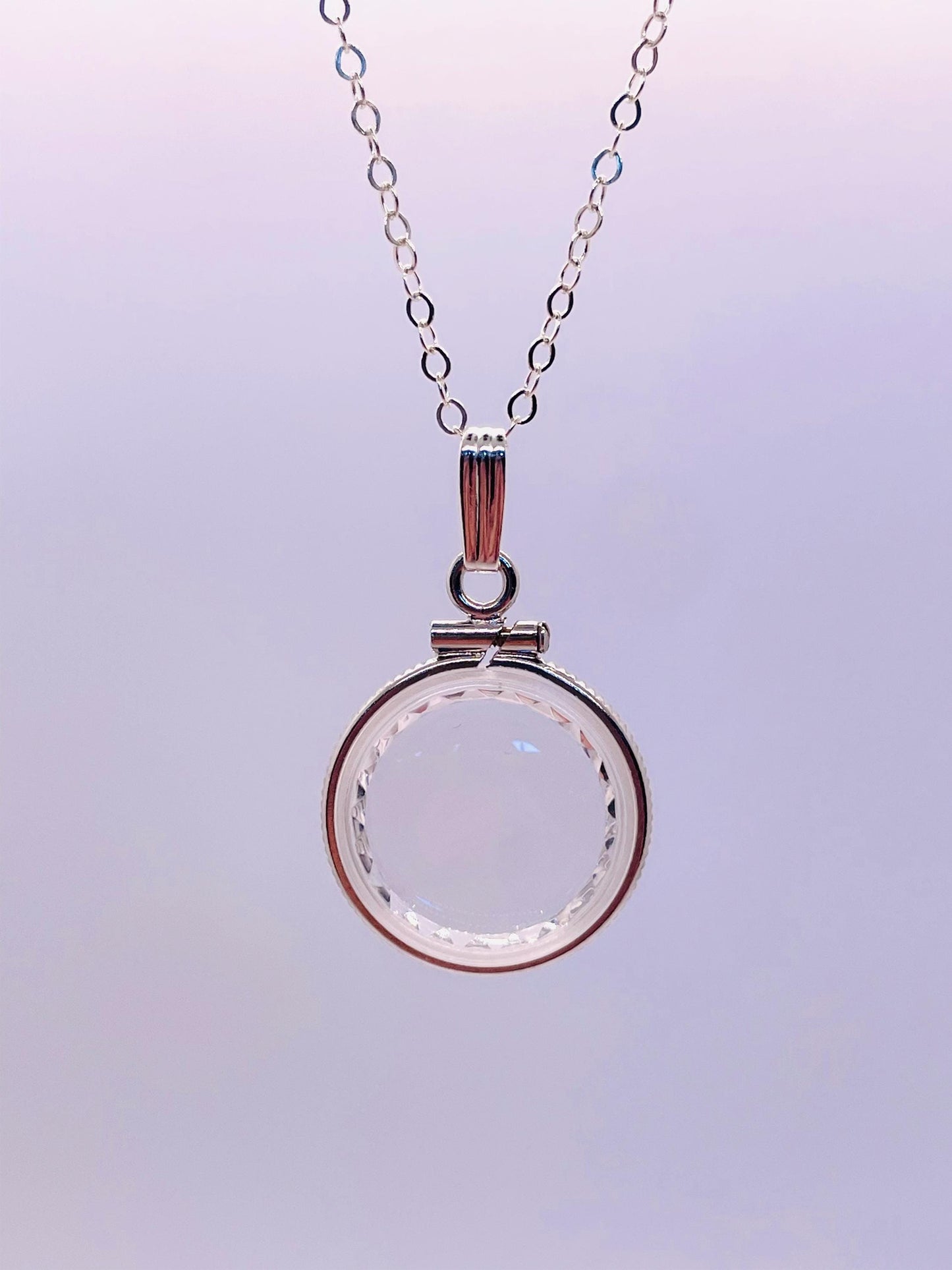 Empty Customizable 18mm Handmade Sterling Silver Diamond Edge Shaker Locket, Dime sized Necklace w/ Free Screwdriver