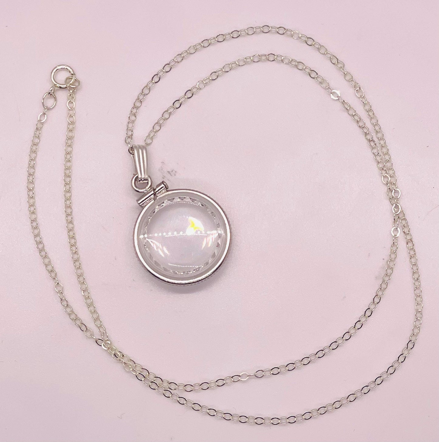 Empty Customizable 18mm Handmade Sterling Silver Diamond Edge Shaker Locket, Dime sized Necklace w/ Free Screwdriver