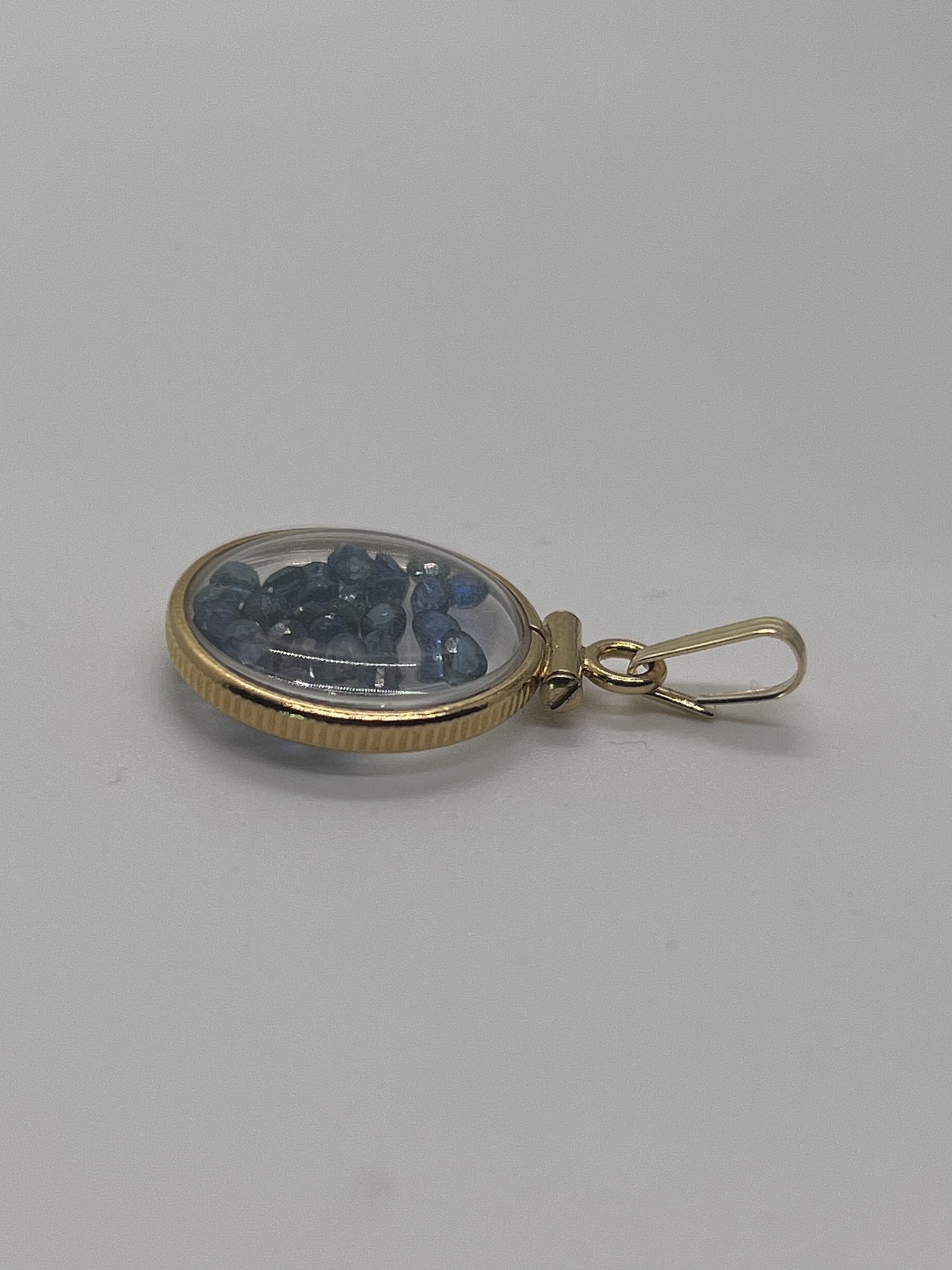 14k Solid Gold Handmade Dime size Sapphire shaker locket, 2.0 TCW,  September birthstone.