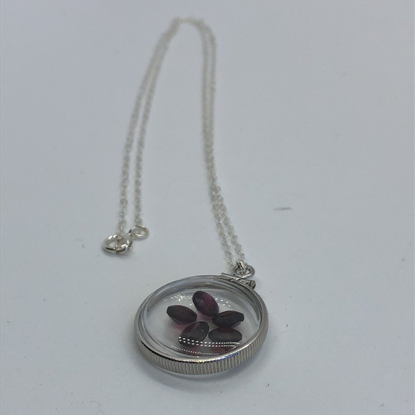 Handmade Garnet Silver Shaker Locket w/ 3.55 CTW  genuine garnets. January Birthstone.  Customize one for your Mother's Day! Just ask me