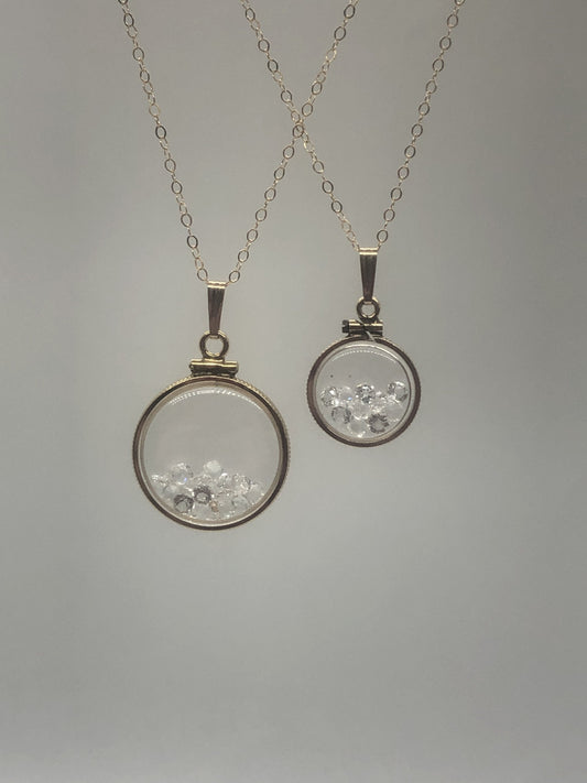 Vintage White Topaz shaker Locket 12k gold filled, 50 year old New Stock,  20mm or 15 mm April Birthstone, Mother's Day