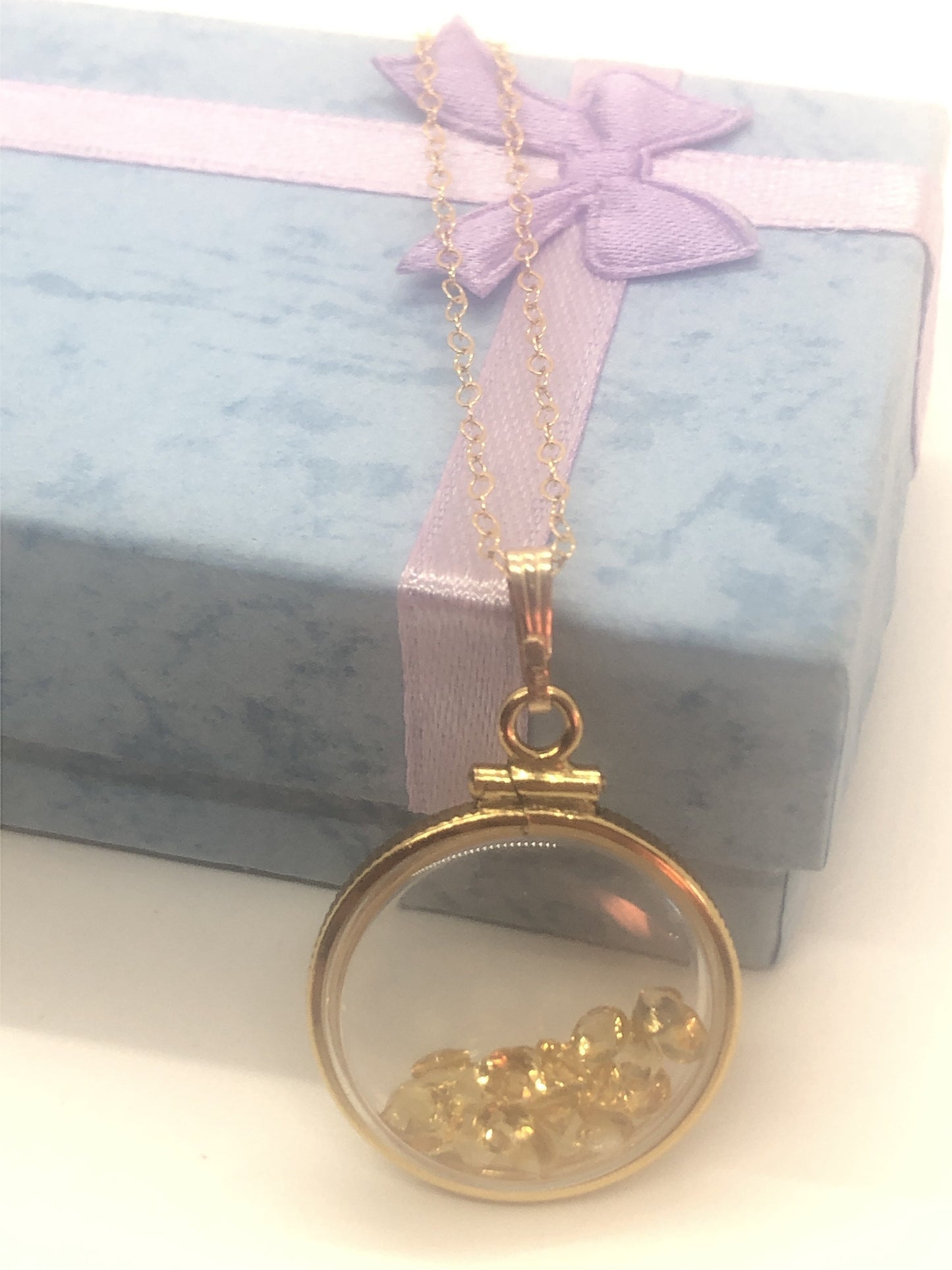 Vintage Citrine shaker Locket 12k gold filled, 50 year old New Stock,  20mm or 15 mm,November Birthstone , Mother's Day