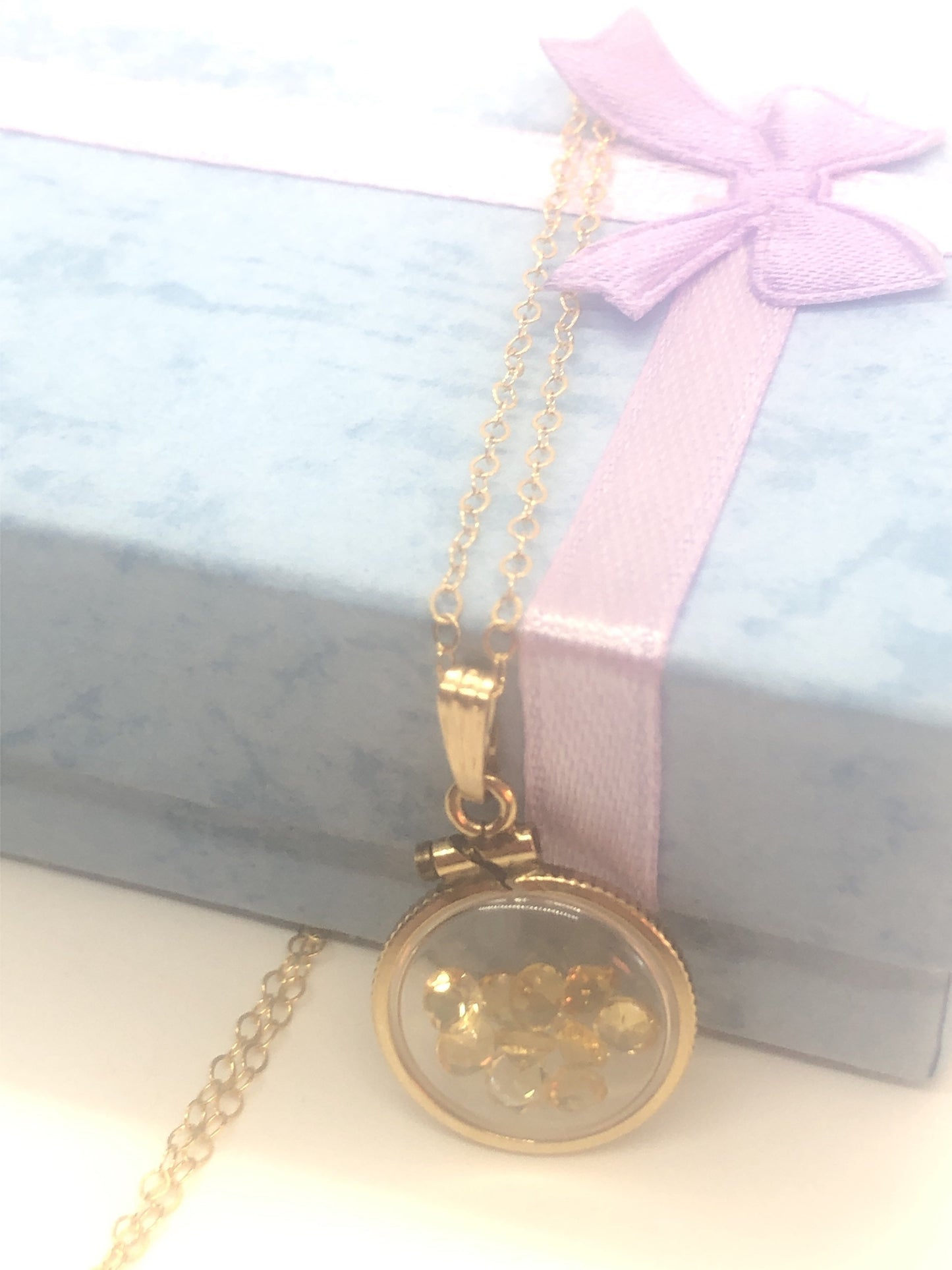 Vintage Citrine shaker Locket 12k gold filled, 50 year old New Stock,  20mm or 15 mm,November Birthstone , Mother's Day