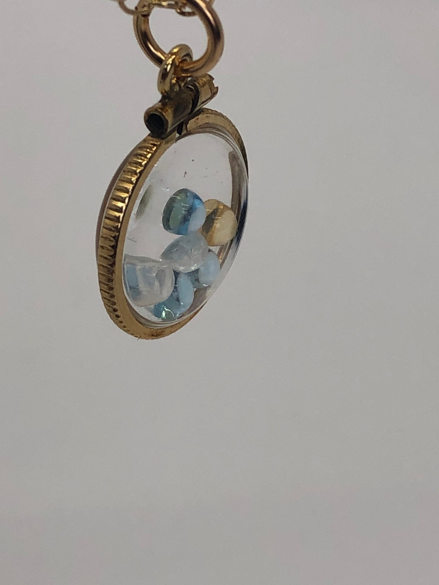 Vintage moonstone, citrine & topaz 12k gold filled Shaker locket with beautiful mix of natural gems, November Birthstones