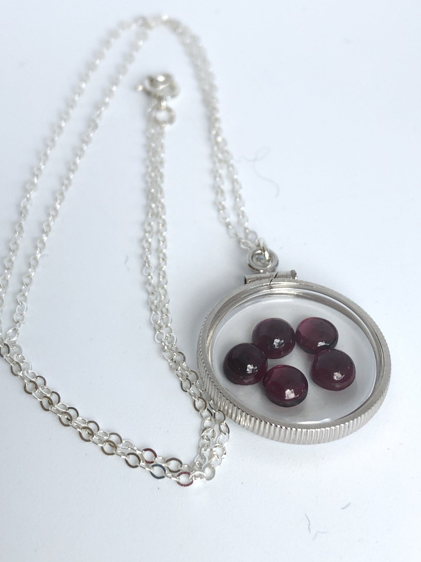 Handmade Garnet /Sterling Silver shaker locket w/ 3.98 CTW of beautiful gems, January birthstone Customize one for your Mother's Day, ask me