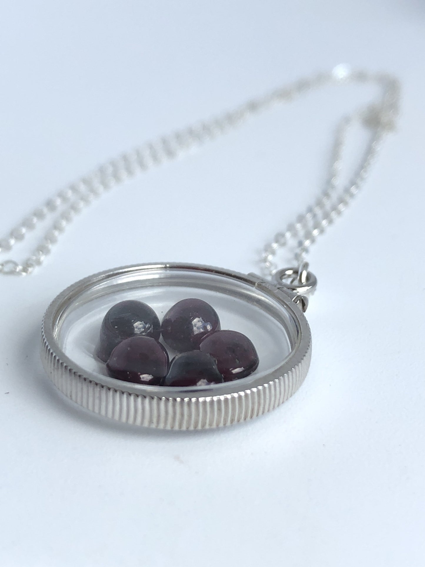 Handmade Garnet /Sterling Silver shaker locket w/ 3.98 CTW of beautiful gems, January birthstone Customize one for your Mother's Day, ask me
