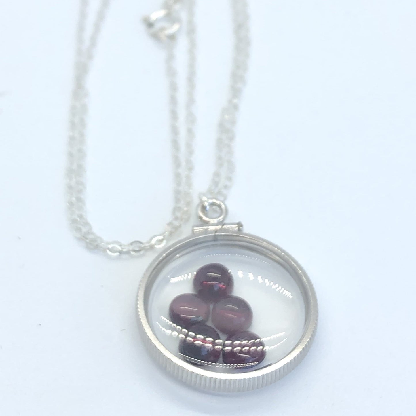 Handmade Garnet /Sterling Silver shaker locket w/ 3.98 CTW of beautiful gems, January birthstone Customize one for your Mother's Day, ask me
