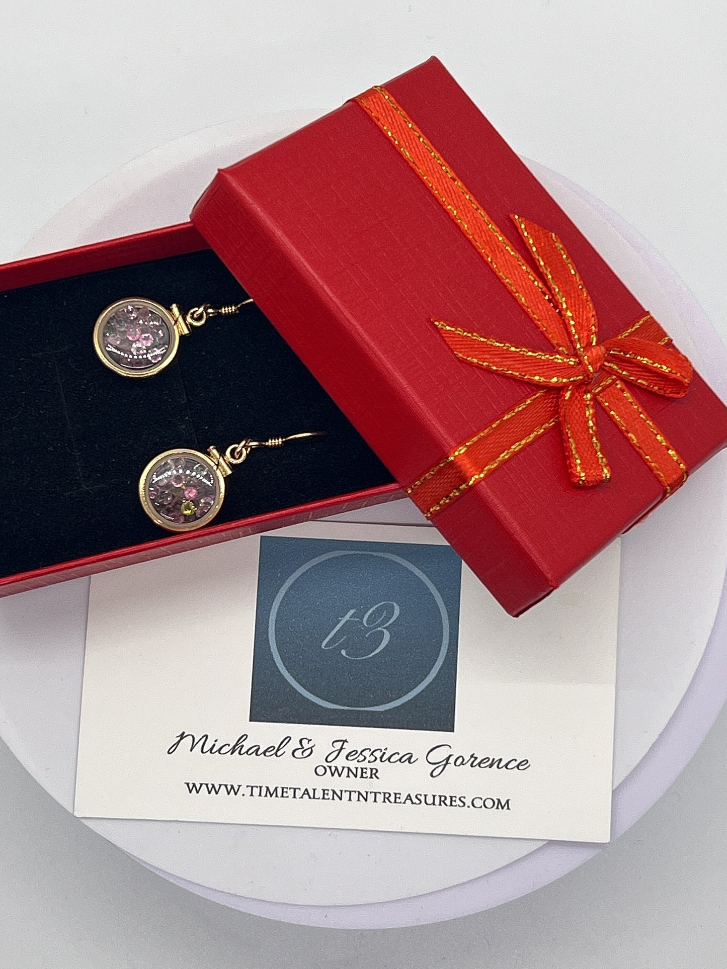 Handmade multicolored tourmaline Shaker Locket Earrings 14k gold filled w/ 2.6 CTW natural round cut gems