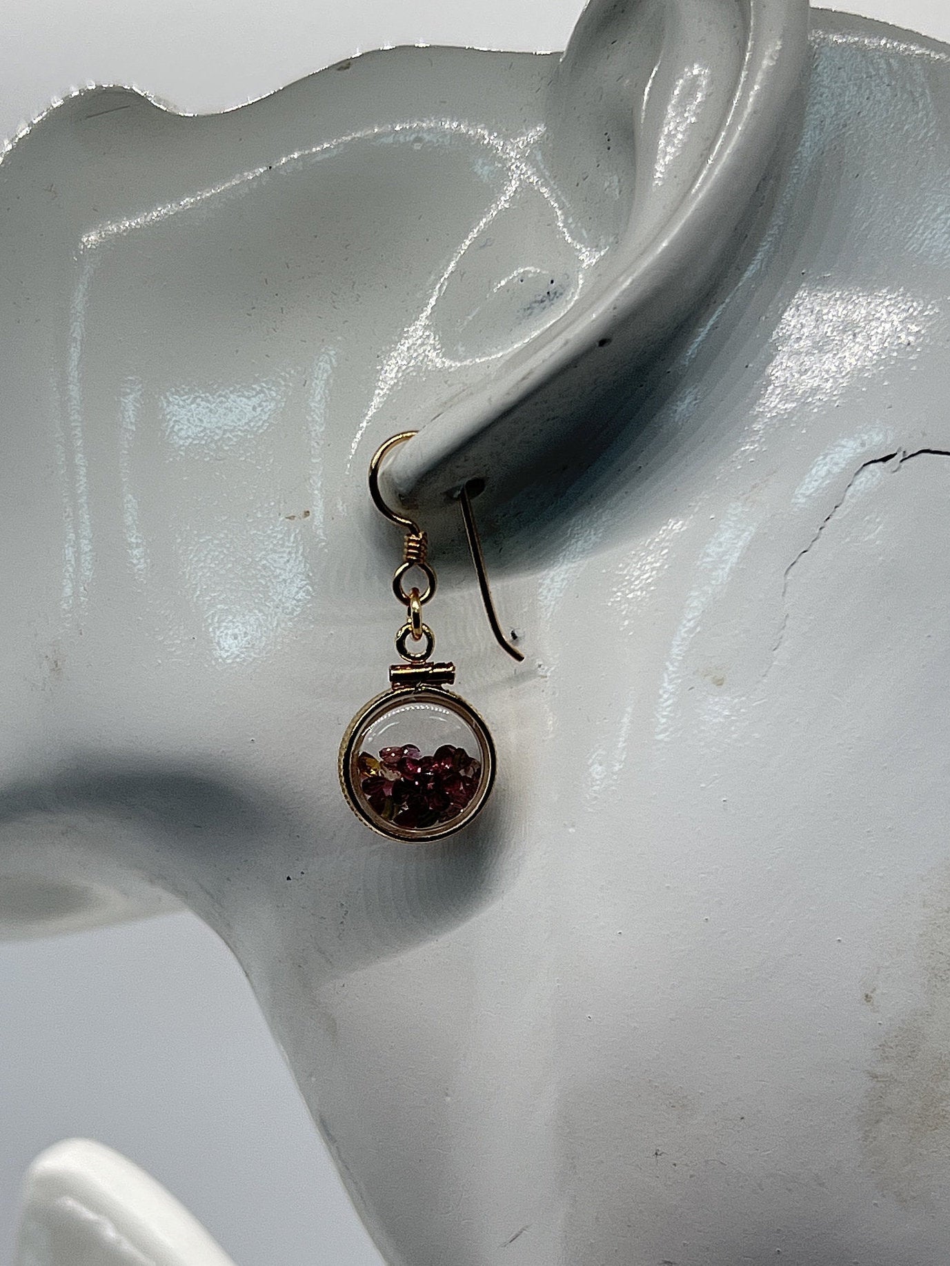Handmade multicolored tourmaline Shaker Locket Earrings 14k gold filled w/ 2.6 CTW natural round cut gems