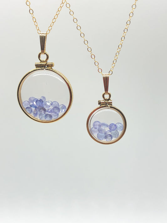 Vintage Tanzanite shaker Locket 14k gold filled, 50 year old New Stock,  20mm or 15 mm Customize one for your Mother's Day