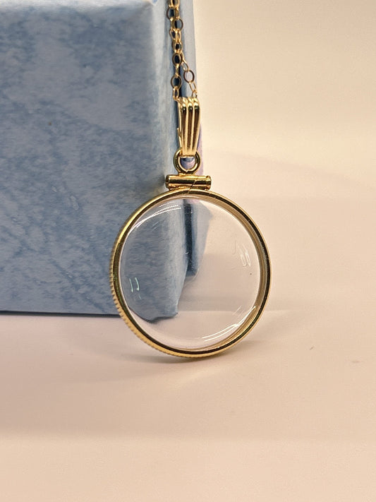 Solid 14k gold Empty large 21.5 mm  Handmade shaker Locket w/ FREE  small  SCREW DRIVER waiting for your little treasures, with chain
