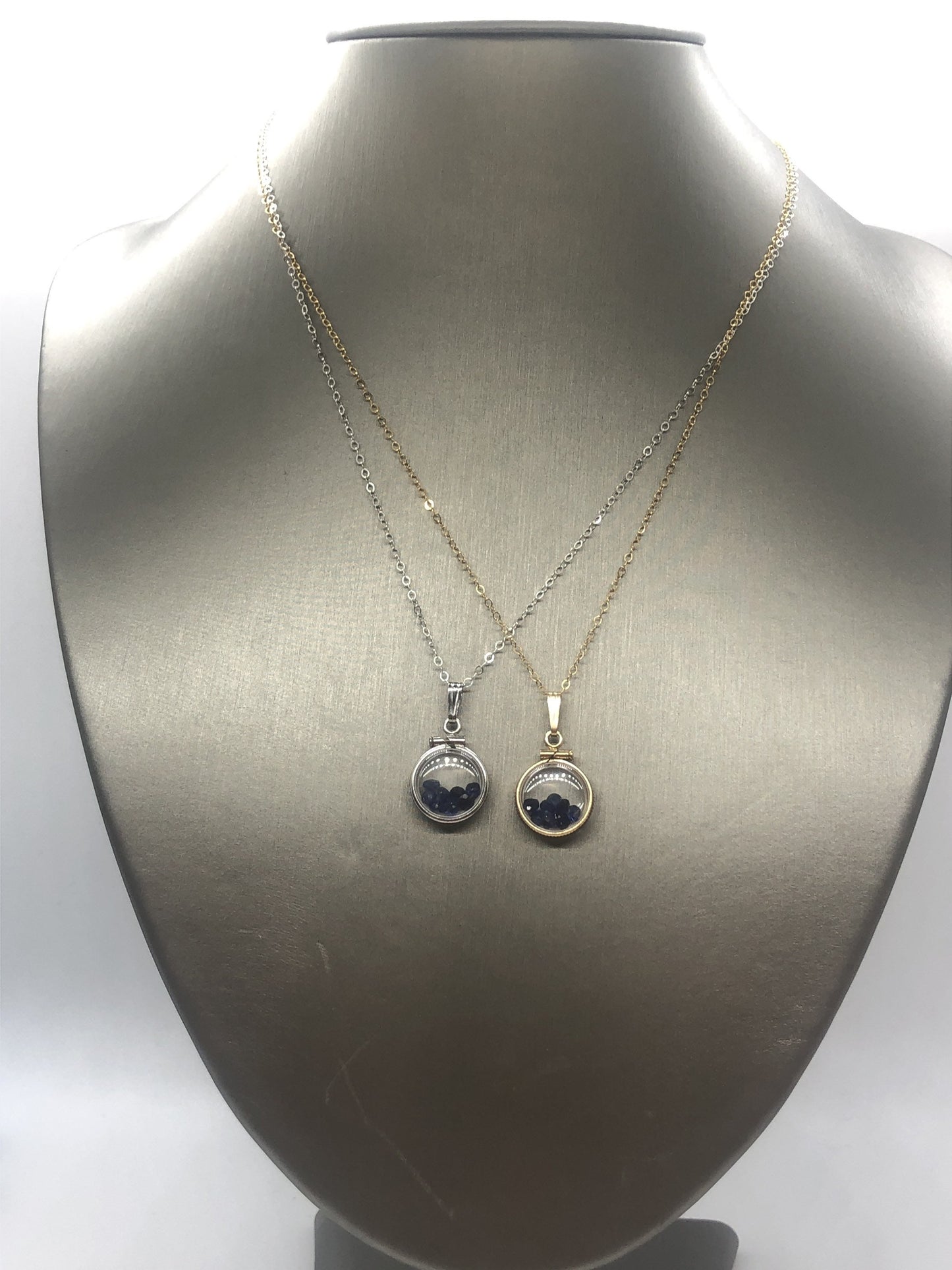 Diminutive 1.6 TCW Sapphire Shaker Locket 14k Gold Filled  or Sterling Silver filled w/ beautiful September Birthstone