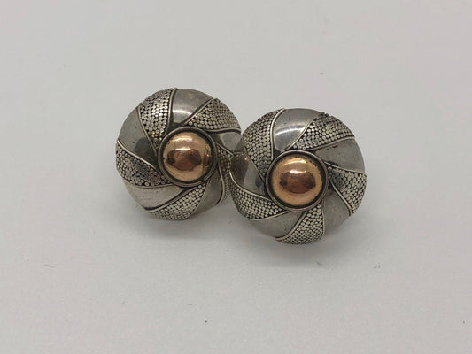 Vintage Handmade Sterling Silver and Gold Wash  Earrings Indonesia, Vintage old stock, Beautiful