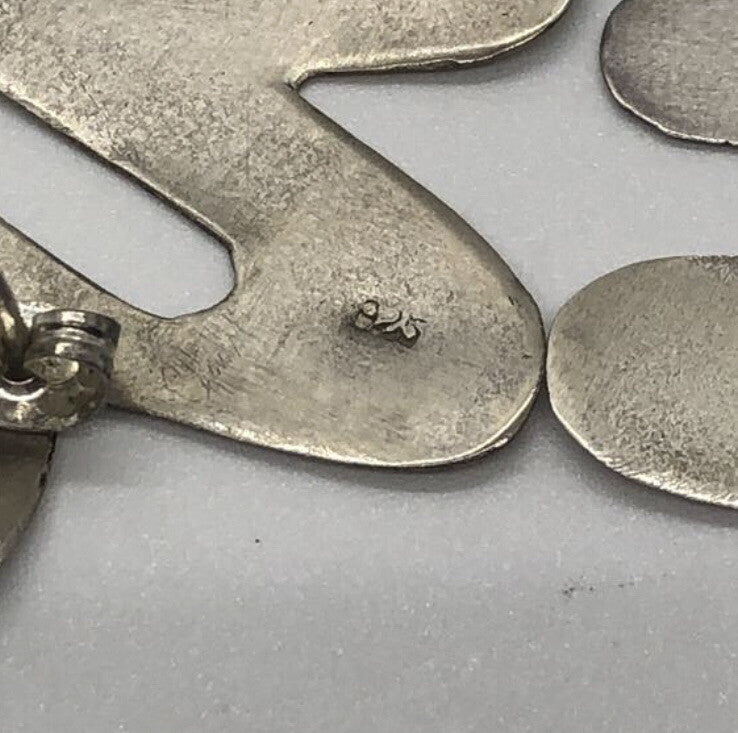 Large handmade sterling silver earring, Indonesia, Movement Form, new old stock
