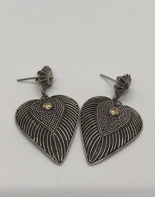 Large handmade sterling silver earrings, Indonesia, with beautiful gold wash