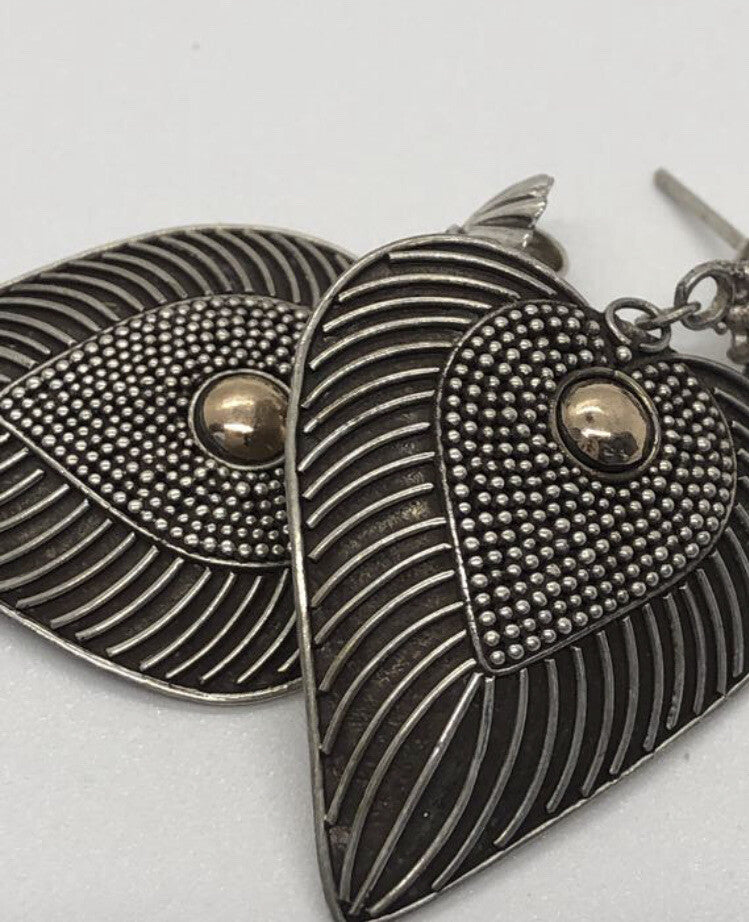 Large handmade sterling silver earrings, Indonesia, with beautiful gold wash
