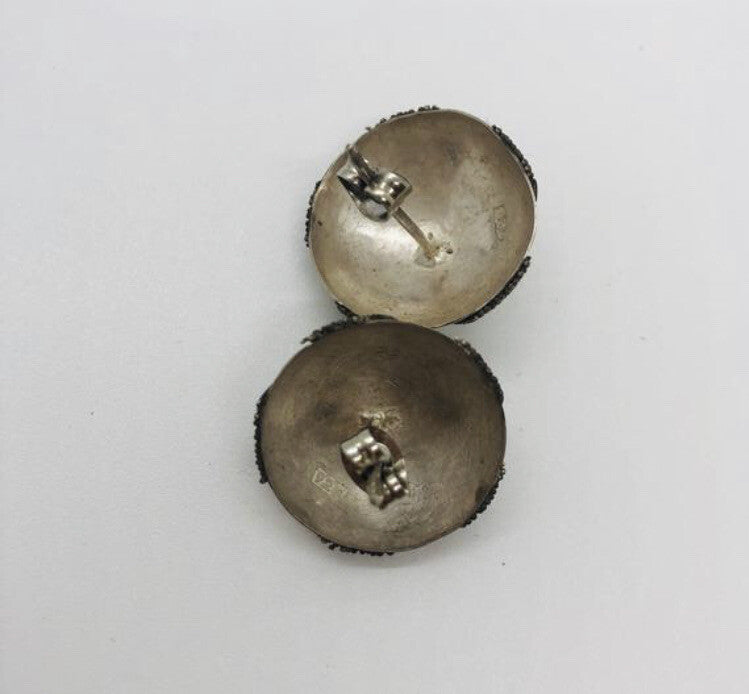 Large handmade sterling silver earrings, Indonesia, with  gold wash, SHIELDS