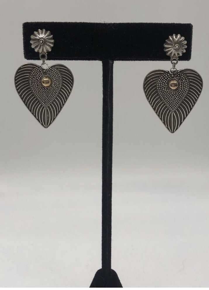 Large handmade sterling silver earrings, Indonesia, with beautiful gold wash