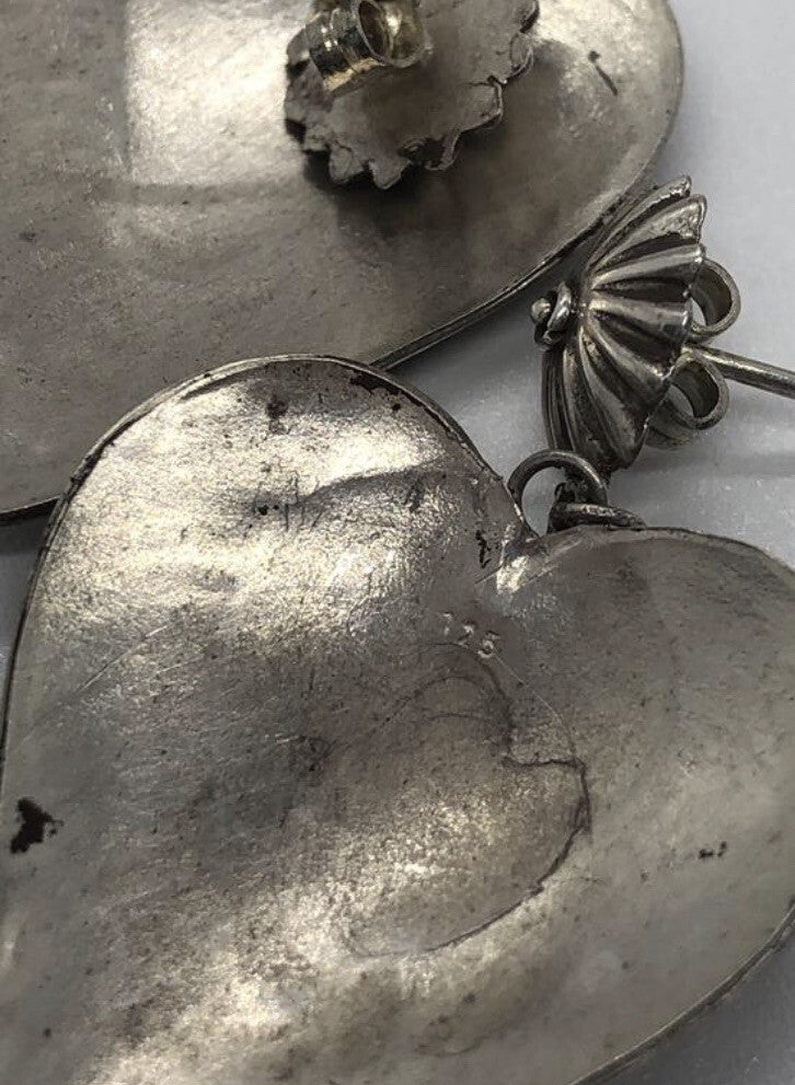 Large handmade sterling silver earrings, Indonesia, with beautiful gold wash