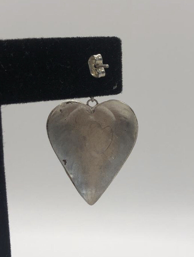 Large handmade sterling silver earrings, Indonesia, with beautiful gold wash